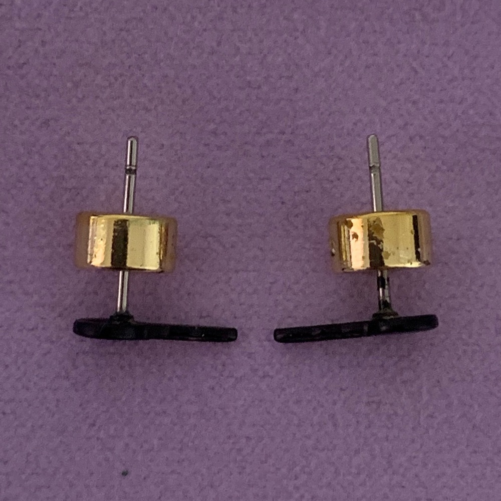 The Giving Keys Matte Black “Love” Mini Key Post Earrings. - Picture 7 of 10